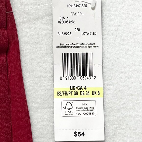 Black Label by Evan Picone Women's Red Stretch Mid Rise Dress Pants Size 4 NWT - Picture 4 of 10